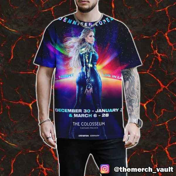 Jennifer Lopez Up All Night Live In Las Vegas December 30-January 3- March 6 And 28 At The Colosseum Caesars Palace All Over Print Graphic T-Shirt, Hoodie