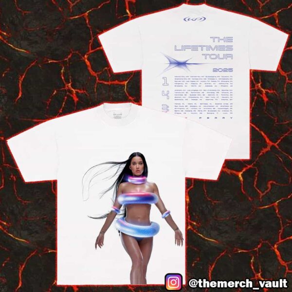 Katy Perry The Lifetimes Tour 2025 With Tour Stops Print On Back All Over Print T-Shirt