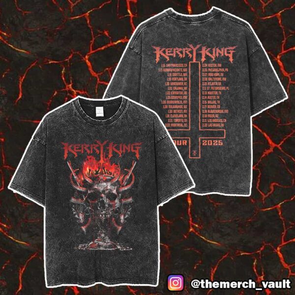 Kerry King The Skull Blast 2025 ITIN Tour Graphics North American Tour Dates Events Unisex Washed T-Shirt