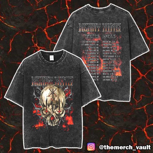 Kerry King The Skull Blast 2025 Tour Dates Eye Crosses Skull Tee Version Unisex Washed T Shirt