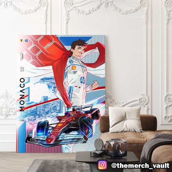 Making Our Way To Monaco GP 2025 Charles Lecler Cover Art By Valeria Favoccia Poster Canvas Home Decor