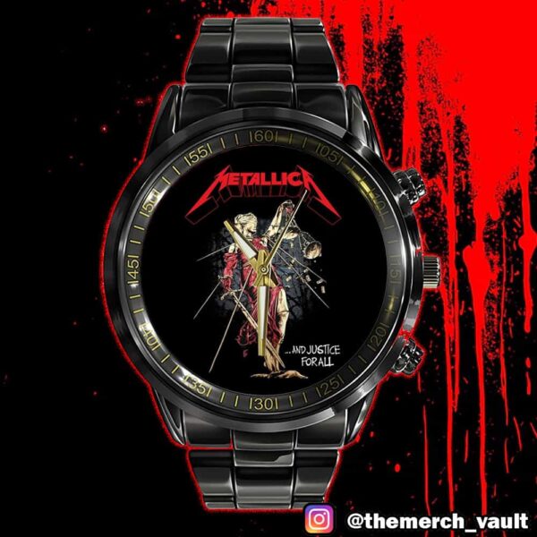 Metallica Album Artwork …And Justice For All Time Teller Black Stainless Steel Watch