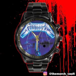 Metallica Album Artwork Ride The Lightning Time Teller Black Stainless Steel Watch