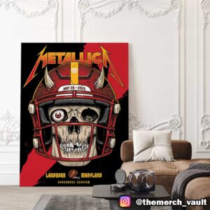 Metallica M72 Landover North American Tour May 28 2025 At Northwest Stadium Maryland Skull NFL Washington Commanders Poster Artwork Pop Up By Ian Williams Poster Canvas Home Decor