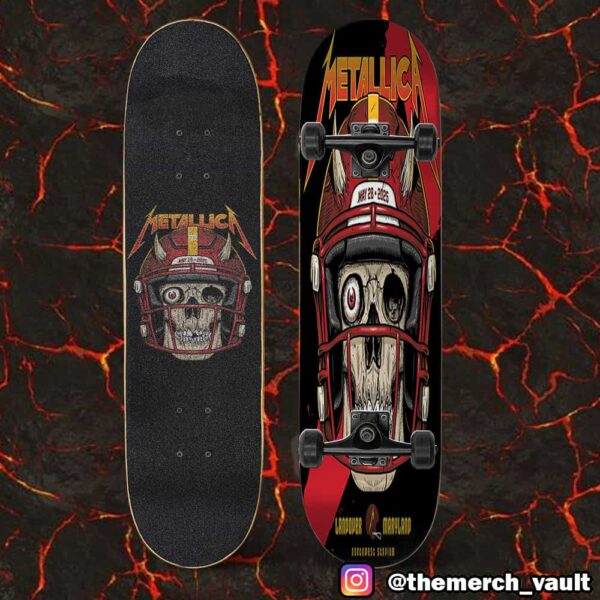 Metallica M72 Landover North American Tour May 28 2025 At Northwest Stadium Maryland Skull NFL Washington Commanders Poster Artwork Pop Up By Ian Williams Skateboard Event Deck