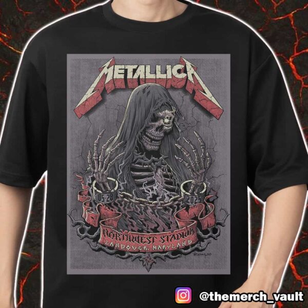 Metallica M72 Landover Poster Event Show Artwork By Cisco Rivera May 28 2025 At Northwest Stadium Landover Maryland Met On Tour Merch Unisex T-Shirt
