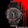 Metallica M72 Landover North American Tour May 28 2025 At Northwest Stadium Maryland Skull NFL Washington Commanders Poster Artwork Pop Up Time Teller Black Stainless Steel Watch