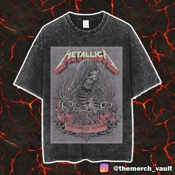 Metallica M72 Landover Poster Event Show Artwork By Cisco Rivera May 28 2025 At Northwest Stadium Landover Maryland Met On Tour Vintage Washed Unisex T-Shirt