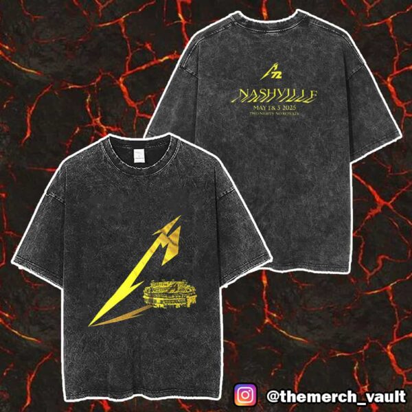 Metallica M72 Nashville May 1-2 2025 Two Nights No Repeats Weekend North American Tour Concert Pop Up Tee Nissan Stadium Exclusive Unisex Washed T-Shirt