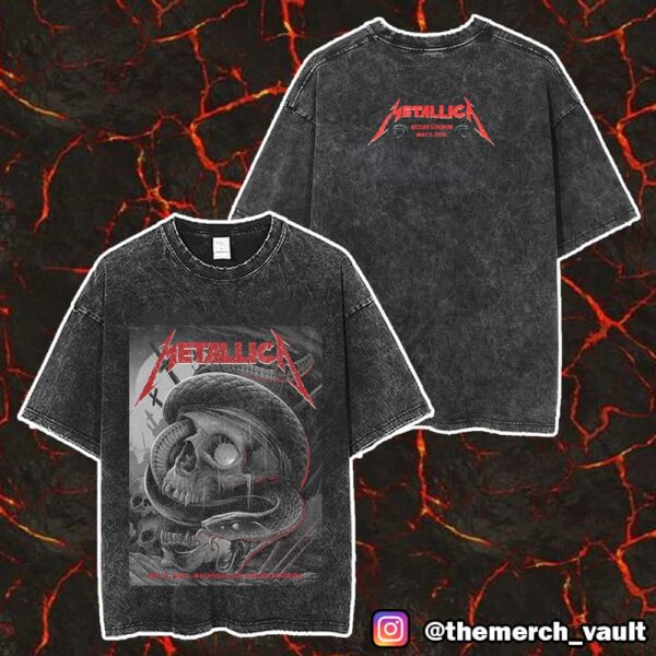 Metallica M72 Nashville Night 2 May 3 2025 Event Tee Artwork By Maxxer242 At Nissan Stadium No Repeat Weekend North American Tour Unisex Washed T-Shirt