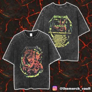 Metallica M72 North American Tour 2025 Tour Dates Artwork By Puis Calzada Unisex Washed T-Shirt