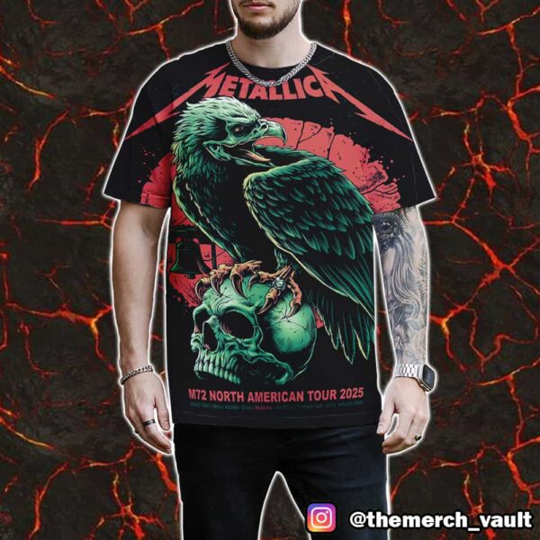 Metallica M72 Philly North American Tour 2025 Philadelphia Eagle Artwork By Brandon Heart 23-25 May 2025 At Lincoln Financial Field All Over Print Graphic T-Shirt, Hoodie