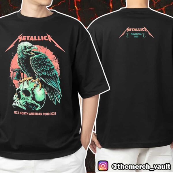 Metallica M72 Philly North American Tour 2025 Philadelphia Eagle Artwork By Brandon Heart 23-25 May 2025 At Lincoln Financial Field Pop Up Exclusive Merch Unisex T-Shirt Merchandise