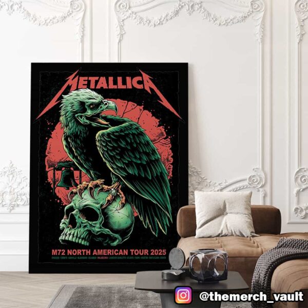 Metallica M72 Philly North American Tour 2025 Philadelphia Eagle Artwork By Brandon Heart 23-25 May 2025 At Lincoln Financial Field Poster Canvas Home Decor