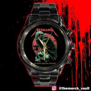 Metallica M72 Philly North American Tour 2025 Philadelphia Eagle Artwork By Brandon Heart 23-25 May 2025 At Lincoln Financial Field Time Teller Black Stainless Steel Watch
