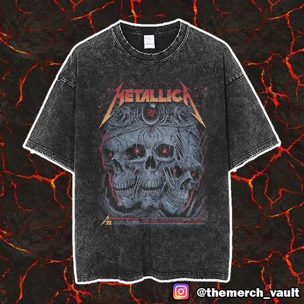 Metallica M72 Sonic Temple Exclusive Pop-Up Shop Poster For Columbus North American Tour 2025 By Maxx242 And Kathleen Goff Unisex Vintage Washed T-Shirt