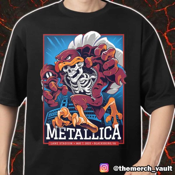 Metallica M72 Virginia Tech North American Tour 2025 At Lane Stadium Blacksburg VA Met On Tour Poster By Nathan Dino Merch Unisex T-Shirt