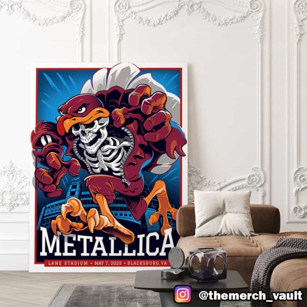 Metallica M72 Virginia Tech North American Tour May 7 2025 At Lane Stadium Blacksburg VA Met On Tour Poster By Nathan Dino Canvas Poster
