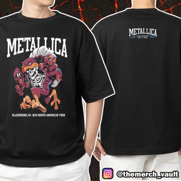 Metallica M72 Virginia Tech North American Tour May 7 2025 At Lane Stadium Blacksburg VA Pop Up Exclusive Tee Two Sided Unisex T-Shirt Merchandise