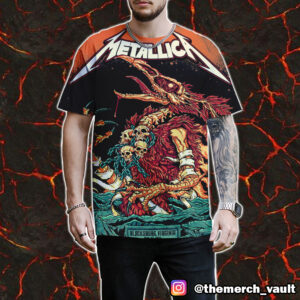 Metallica M72 Virginia Tech Pop Up Shop Poster By Puis Calzada May 7 2025 At Lane Stadium Blacksburg Virginia All Over Print Graphic Tee
