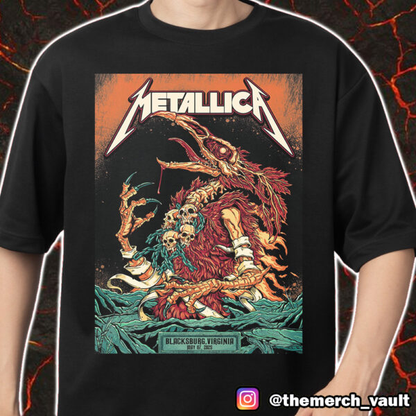 Metallica M72 Virginia Tech Pop Up Shop Poster By Puis Calzada May 7 2025 At Lane Stadium Blacksburg Virginia Merch Unisex T-Shirt