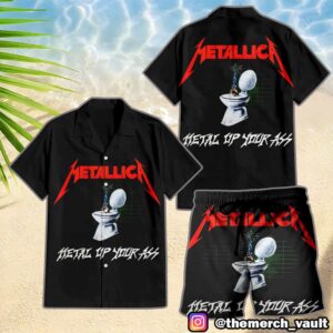 Metallica Metal Up Your Ass Album Cover Summer Collection Hawaiian Shirt And Beach Shorts (Men And Women) Heavy Metal Merch