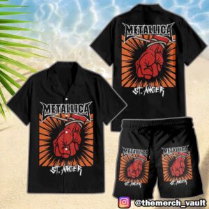 Metallica St Anger Album Cover Summer Collection Hawaiian Shirt And Beach Short (Men And Women Sets)