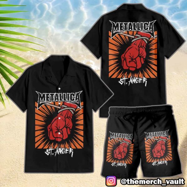 Metallica St Anger Album Cover Summer Collection Hawaiian Shirt And Beach Short (Men And Women Sets)