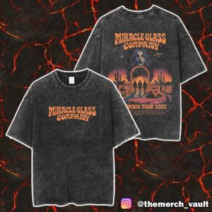 Miracle Glass Company California Tour 2025 May And June Tour Dates Backprint Poster Artwork Merch Unisex Two Sided Washed T-Shirt