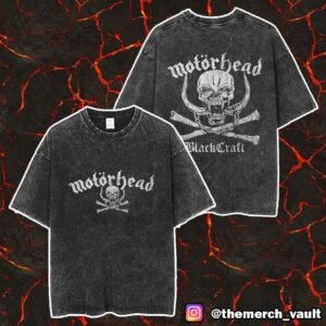 Motorhead x Blackcraft Crossbones Merch Unisex Two Sided Washed T-Shirt