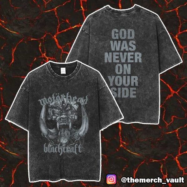 Motorhead x Blackcraft God Was Never On Your Side Merch Unisex Two Sided Washed T-Shirt