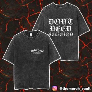 Motorhead x Blackcraft Jesus Don’t Need Religion Merch Unisex Two Sided Washed T-Shirt