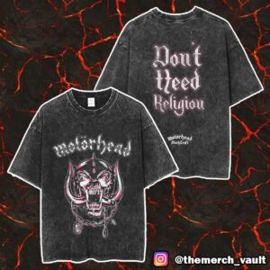 Motorhead x Blackcraft No Heaven Don’t Need Religion Merch Unisex Two Sided Washed T-Shirt
