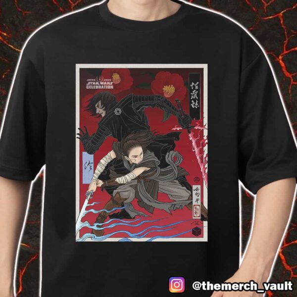 New Star Wars Celebration Japan 2025 Badge Art Final Reveal Characters Rey vs Kylo Ren Artwork Merch Unisex T-Shirt
