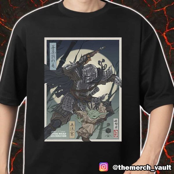 New Star Wars Celebration Japan 2025 Badge Art Final Reveal Characters The Mandalorian And Grogu Artwork Merch Unisex T-Shirt