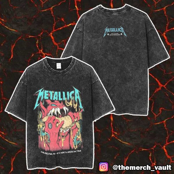 Night 1 Metallica M72 Philly North American Tour 23 May 2025 At Lincoln Financial Field Philadelphia PA Pop Up Exclusive Merch Unisex Two Sided Washed T-Shirt