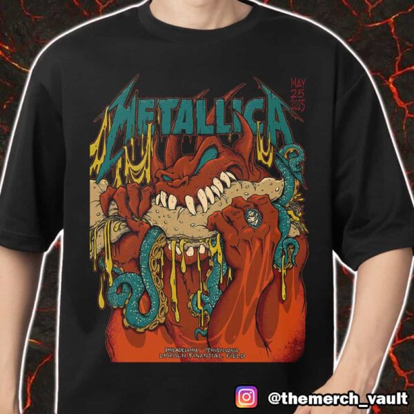 Night 2 Metallica M72 Philly North American Tour May 25 2025 At Philadelphia Pennsylvania Lincoln Financial Field Artwork By Tony Squindo Merch Unisex T-Shirt