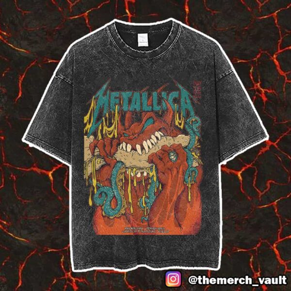 Night 2 Metallica M72 Philly North American Tour May 25 2025 At Philadelphia Pennsylvania Lincoln Financial Field Artwork By Tony Squindo Vintage Washed Unisex T-Shirt