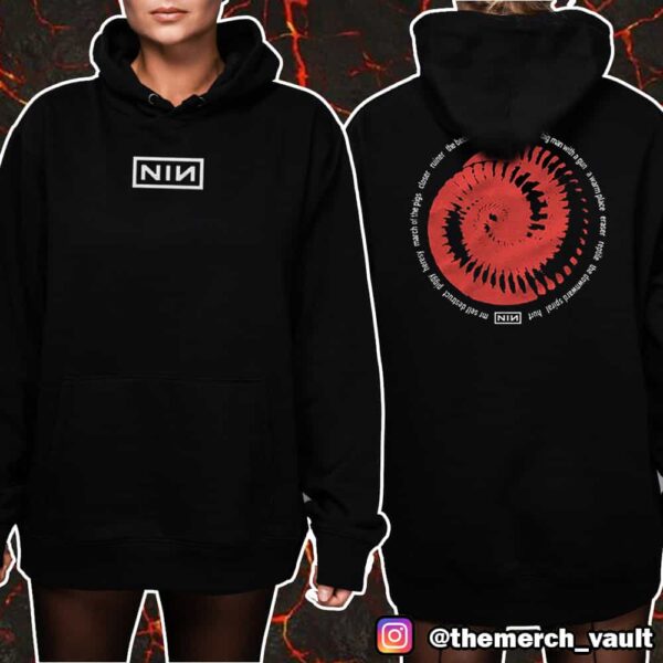 Nine Inch Nails Peel It Back Tour 2025 NIN Red Spiral Unisex Long Sleeve Hoodie T-Shirt Merchandise