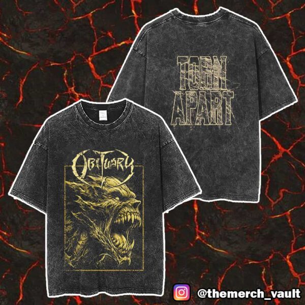 Obituary Torn Apart 2025 Merch Unisex Two Sided Washed T-Shirt