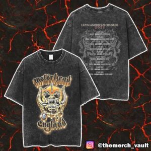 Official EMP Merchandise Motorhead 50th Gold Warpig Merch Unisex Two Sided Washed T-Shirt