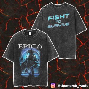 Official Epica Fight To Survive Merch Unisex Two Sided Washed T-Shirt