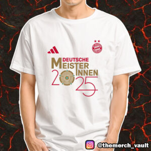 Official FC Bayern Munchen Deutsche Meisterinnen 2025 Adidas Logo Champions Commemorative Merchandise Unisex T-Shirt