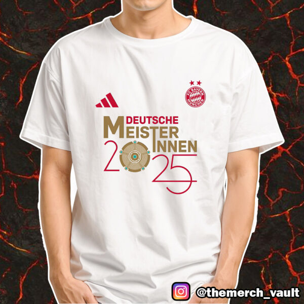 Official FC Bayern Munchen Deutsche Meisterinnen 2025 Adidas Logo Champions Commemorative Merchandise Unisex T-Shirt