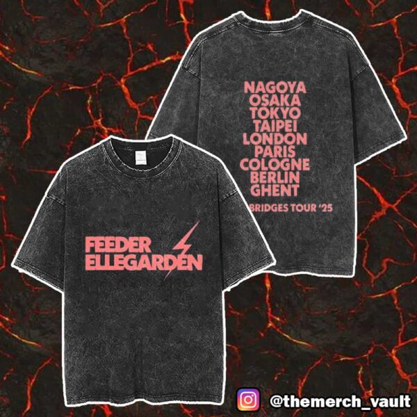 Official Feeder Ellegarden Sonic Bridges Tour 2025 Merch Two Sides Unisex Washed T-Shirt