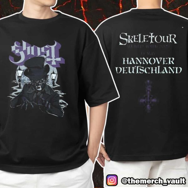 Official Ghost Band Merch Pop Up Store Exclusive Items Skeletour World Tour 15 May 2025 At ZAG Arena Hannover Deutschland Unisex T-Shirt Merchandise