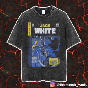 Official Jack White No Name Tour Posters For Night 2 Austin Shows By Johnny Dombrowski At ACL Live Moody Theater May 5 2025 Unisex Vintage Washed T-Shirt