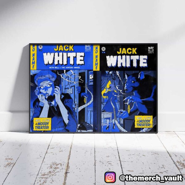 Official Jack White Posters For Both Austin Shows By Johnny Dombrowski At ACL Live Moody Theater May 4-5 2025 No Name Tour Landscape Poster Canvas