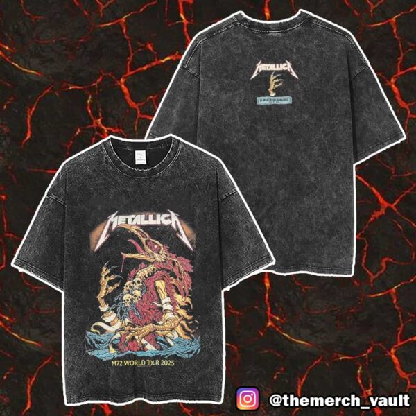 Official Metallica M72 Virginia Tech Pop Up Shop Event Tee By Puis Calzada May 7 2025 At Lane Stadium Blacksburg Virginia Unisex Washed T-Shirt