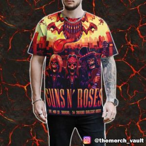 Official Tour Poster For Guns N’ Roses Live In Taiwan Taoyuan Sunlight Arena Concert May 10 2025 All Over Print Graphic Tee